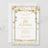 Fabulous 50 Foto White Gold Snowflake party Kaart (Voorkant)