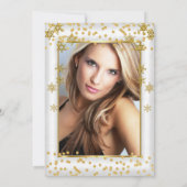 Fabulous 50 Foto White Gold Snowflake party Kaart (Achterkant)