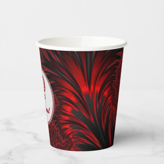 Fabulous 50 Glamoureus Shiny Red Fractal Birthday Papieren Bekers (Links)