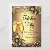 Fabulous 50 Glitter Bronze Gold Black Champagne Kaart (Voorkant)