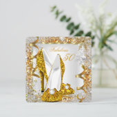 Fabulous 50 Glitter Gold Birthday Party Kaart (Staand voorkant)