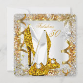 Fabulous 50 Glitter Gold Birthday Party Kaart (Voorkant)