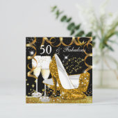 Fabulous 50 Glitter Gold Hiel Glitz Glam Party Kaart (Staand voorkant)