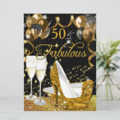 Fabulous 50 Glitter Gold Hiel Glitzy Glam Party Kaart (Staand voorkant)