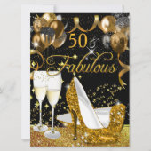Fabulous 50 Glitter Gold Hiel Glitzy Glam Party Kaart (Voorkant)