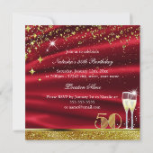 Fabulous 50 Glitter Gold Hiel Red Glitz Glam Party Kaart (Achterkant)