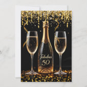Fabulous 50 Glitter Goud Zwart Champagne Sparkle Kaart (Voorkant)