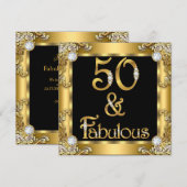 Fabulous 50 Gold Black 50th Birthday Party Kaart (Voorkant / Achterkant)