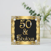 Fabulous 50 Gold Black 50th Birthday Party Kaart (Staand voorkant)