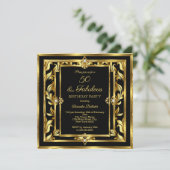 Fabulous 50 Gold Black Damask Birthday Party Kaart (Staand voorkant)