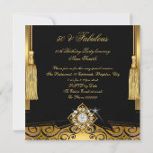 Fabulous 50 Gold Black Damask Foto Birthday Party Kaart (Achterkant)
