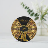 Fabulous 50 Gold Black Leopard Hi Heels Birthday Kaart (Staand voorkant)
