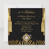 Fabulous 50 Gold Black Zebra Foto Birthday Party Kaart (Achterkant)