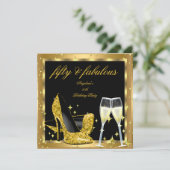 Fabulous 50 Gold Champagne High Heels 2 Kaart (Staand voorkant)