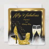 Fabulous 50 Gold Champagne High Heels Birthday Kaart (Voorkant)