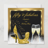Fabulous 50 Gold Champagne High Heels Birthday Kaart (Voorkant)
