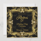 Fabulous 50 Gold Jewel Black Birthday Party Kaart (Voorkant)