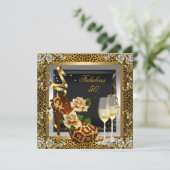 Fabulous 50 Gold Leopard Black High Heels Party Kaart (Staand voorkant)