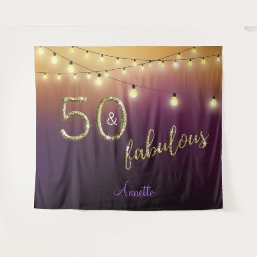 Fabulous 50 Gold Paars lampjes Foto achtergrond Wandkleed (Voorkant (horizontaal))