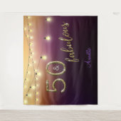 Fabulous 50 Gold Paars lampjes Foto achtergrond Wandkleed (Voorkant)