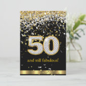 Fabulous 50 Gold Silver Streamers 50e verjaardag B Kaart (Staand voorkant)