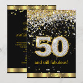 Fabulous 50 Gold Silver Streamers 50e verjaardag B Kaart (Voorkant / Achterkant)