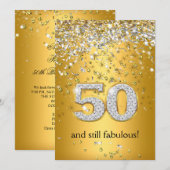 Fabulous 50 Gold Silver Streamers 50th Birthday Kaart (Voorkant / Achterkant)