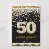 Fabulous 50 Gold Silver Streamers 50th Party Kaart (Voorkant)