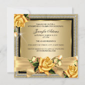 Fabulous 50 Gold Yellow Rose Black Birthday Kaart (Achterkant)