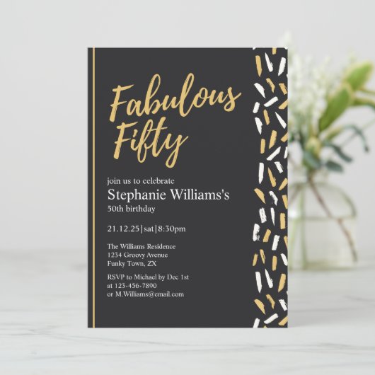 Fabulous 50 Golden Modern Vrouw 50ste verjaardag Kaart (Staand voorkant)