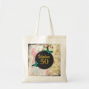 Fabulous 50 Green Butterfly on Collage Tote Bag