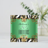 Fabulous 50 Green Gold Black White Zebra Kaart (Staand voorkant)