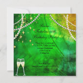 Fabulous 50 Green Gold Heels Champagne Birthday Kaart (Achterkant)