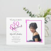 Fabulous 50 Hot Pink Glitter 50e verjaardag Kaart (Staand voorkant)