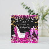 Fabulous 50 Hot Pink Glitter High Hiel Dag 2 Kaart (Staand voorkant)