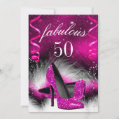 Fabulous 50 Hot-Pink High-Hiel-feest Kaart (Voorkant)