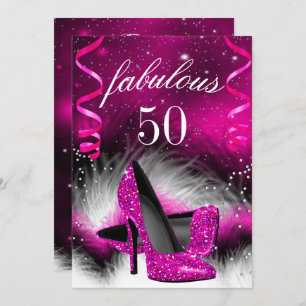 Fabulous 50 Hot-Pink High-Hiel-feest Kaart