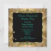 Fabulous 50 Jade Green Gold Damask Birthday Party Kaart (Achterkant)