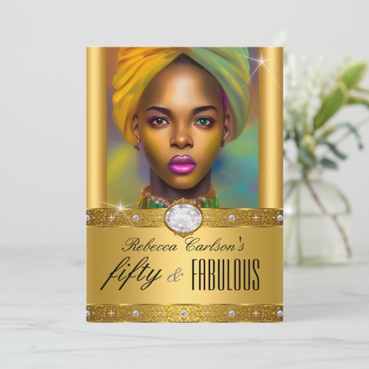 Fabulous 50-jarige foto Gold Diamonds Kaart (Staand voorkant)