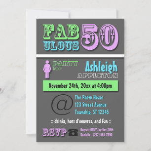 FABULOUS 50 - Kool Moderne Birthday-uitnodigingen Kaart