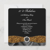 Fabulous 50 Leopard Black Silk Birthday Party Kaart (Achterkant)
