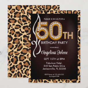 Fabulous 50 Leopard Print Verjaardagsfeest Kaart