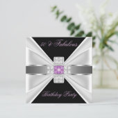 Fabulous 50 Lila roze zilver, zwart, diamant Kaart (Staand voorkant)