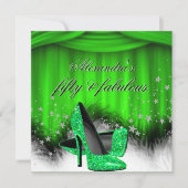 Fabulous 50 Lime Green High Heels Feather Birthday Kaart (Voorkant)