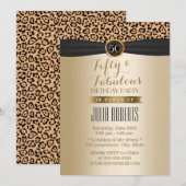Fabulous 50 Luxury Leopard Moden Black & Gold Kaart (Voorkant / Achterkant)