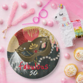 Fabulous 50 Masquerade Bronzen Masker & Parels Papieren Bordje (Feest)