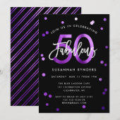 Fabulous 50 | Modern Chic Paars borsteldag Kaart (Voorkant / Achterkant)