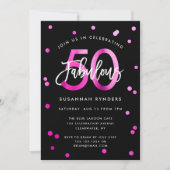 Fabulous 50 | Modern Chic Pink Birthday Party Kaart (Voorkant)