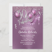 Fabulous 50 Modern Paars meisje 50th Birthday Kaart (Voorkant)