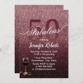 Fabulous 50 Modern Roos Gold & Burgundy Birthday Kaart (Voorkant / Achterkant)